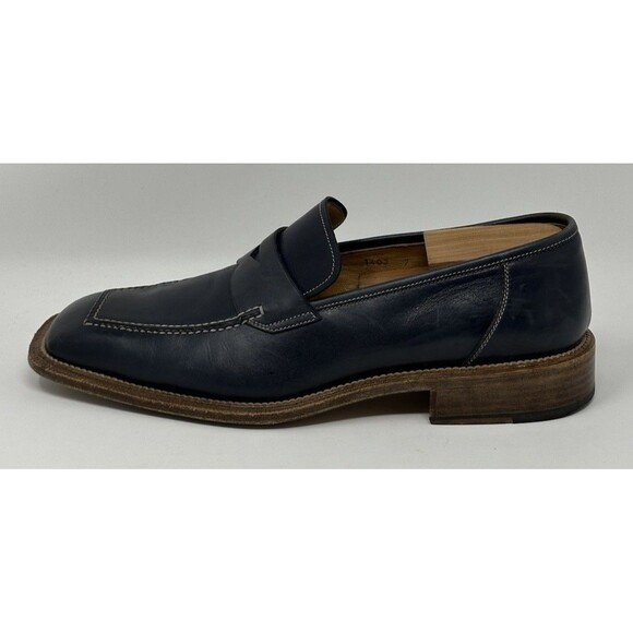 Bruno Magli Navy Blue Leather Penny Loafers main image 4